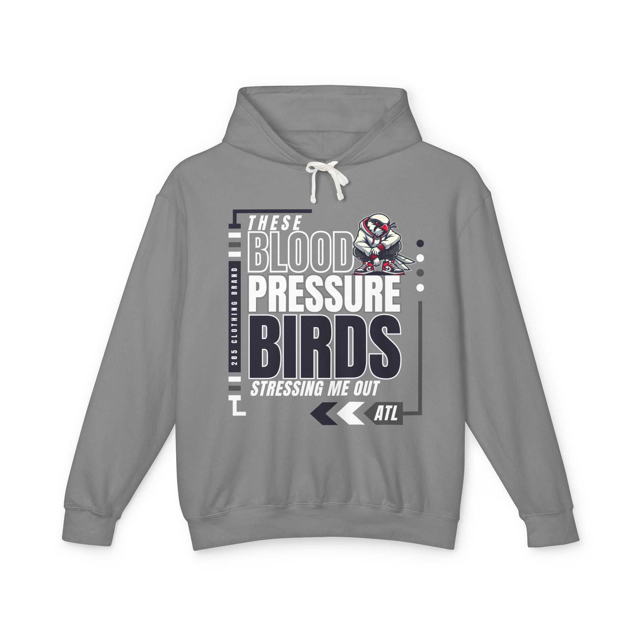 Bird Pressure Birds - Long Sleeve Grey Hoodie (No Pouch) – 285 