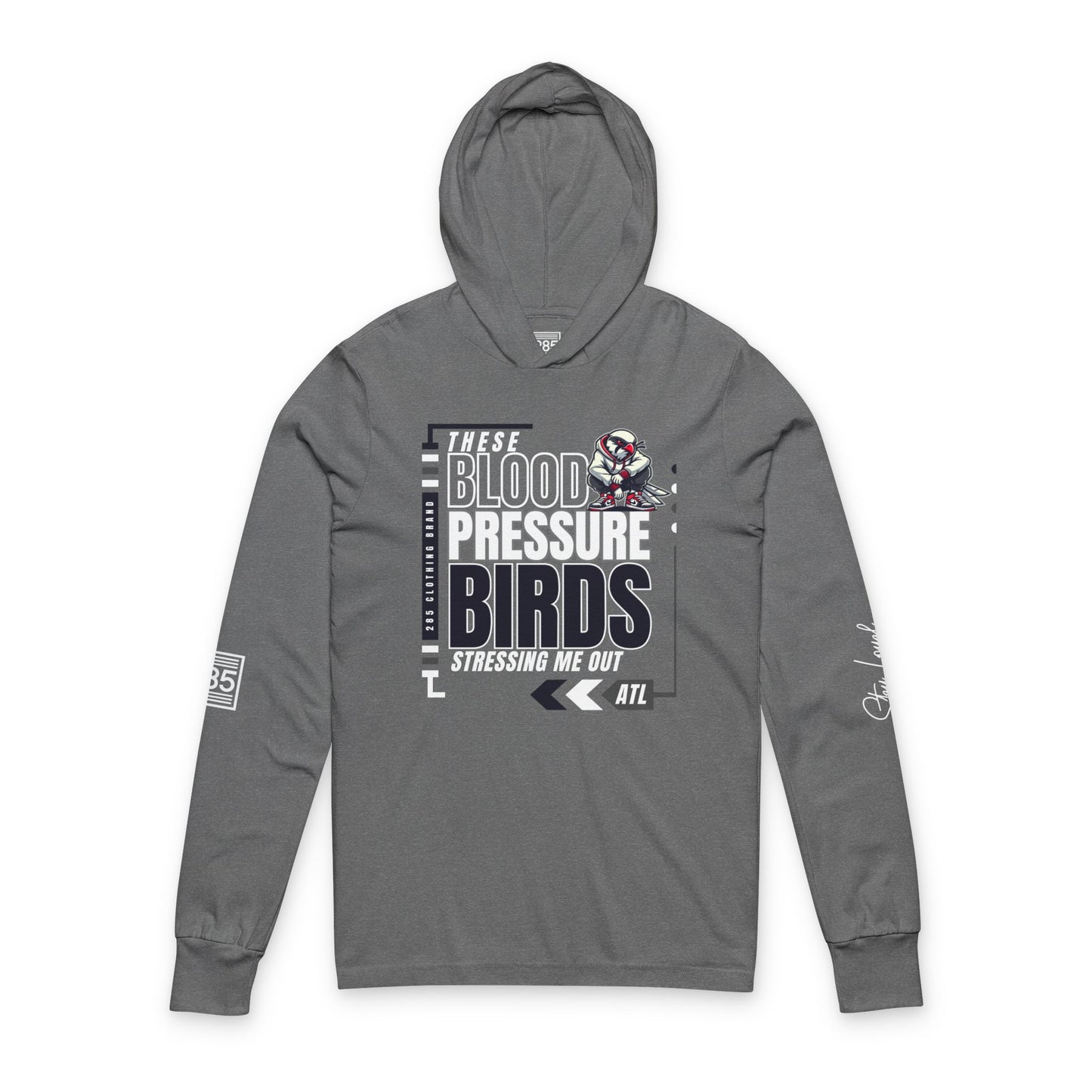 Bird Pressure Birds - Long Sleeve Grey Hoodie